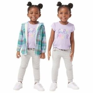 Buffalo Kids Girls 3-piece Shirt Jacket Set Size 3T‎ Purple/Green/Gray NWT